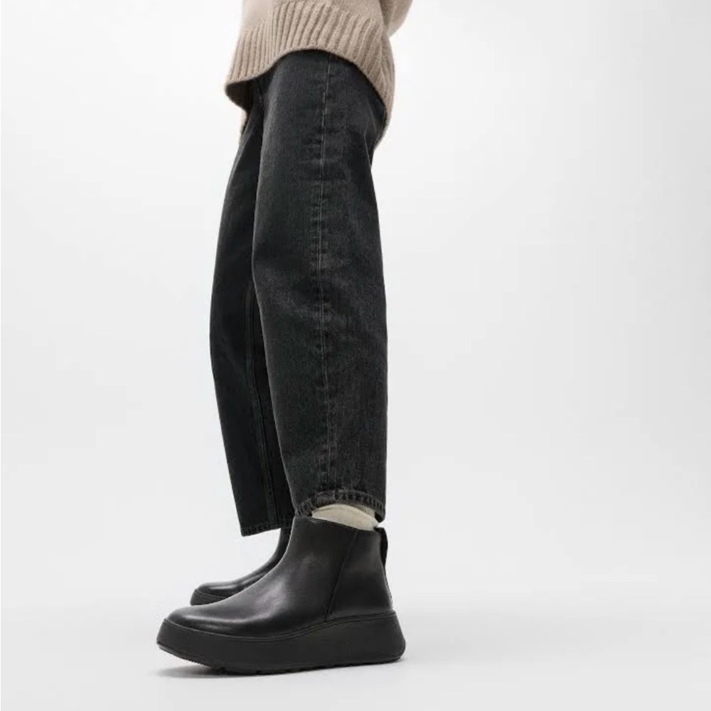 FitFlop F mode Flatform Zip Ankle Black Platform  Boots